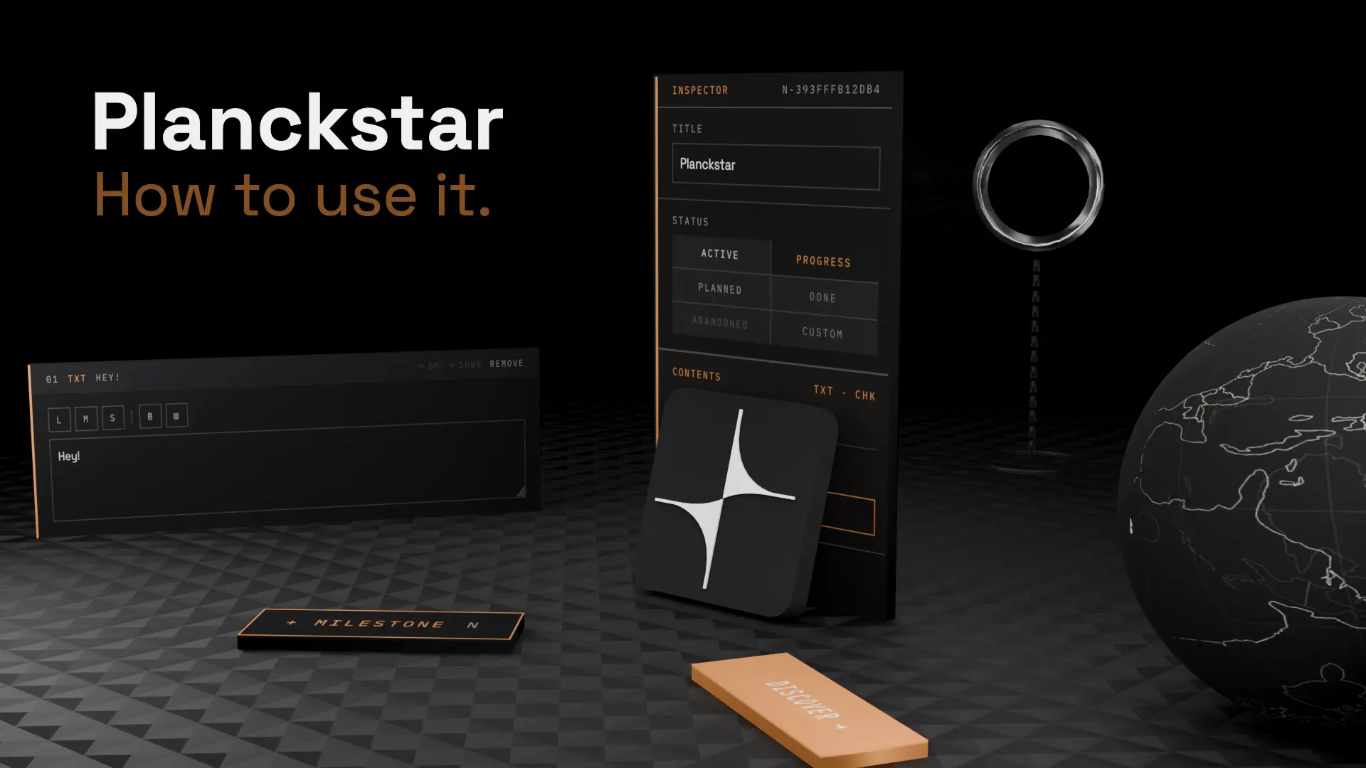 Planckstar 3D Notes App Use — a screenshot of the Planckstar 3D notes app